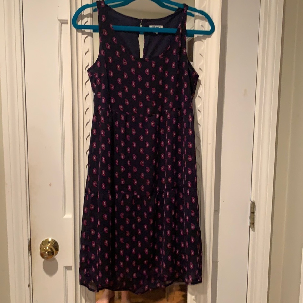 Navy/Pink Paisley Print Tiered Dress